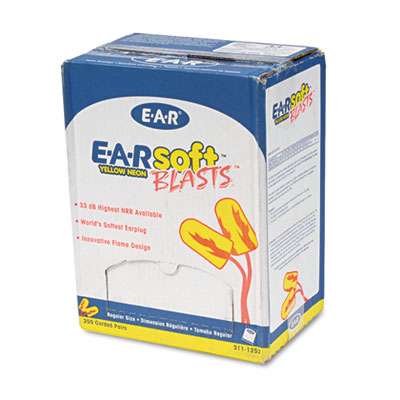 E-A-Rsoft Yellow Neon Blasts Soft Foam Earplugs, Corded, 33 