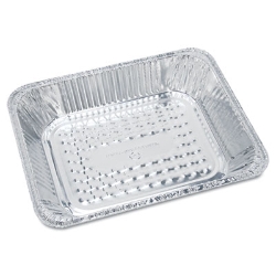Aluminum Oblong Container, 1 lb, 4.56 x 5.56 x 1.63, Silver,
