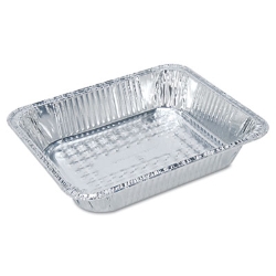 Aluminum Oblong Container, 1 lb, 4.56 x 5.56 x 1.63, Silver,