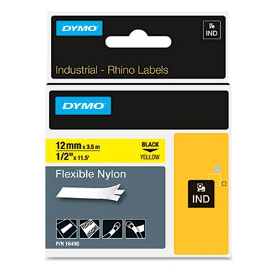 Rhino Flexible Nylon Industrial Label Tape, 0.5" X 11.5 Ft,