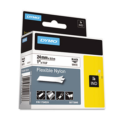 Rhino Flexible Nylon Industrial Label Tape, 1" X 11.5 Ft, Wh