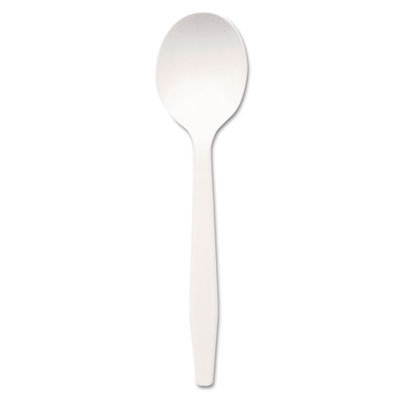 Plastic Cutlery, Mediumweight Soup Spoon, White, 1,000/Carto