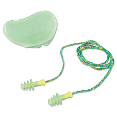 Fusion Multiple-Use Earplugs, Corded, 27 dB NRR, Small, Gree
