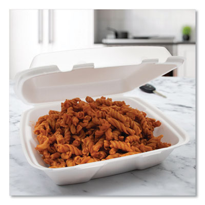 Foam Hinged Lid Containers, 9.01 X 9.4 X 3.1, White, 200/car