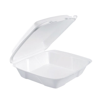 Foam Hinged Lid Containers, 9.01 X 9.4 X 3.1, White, 200/car