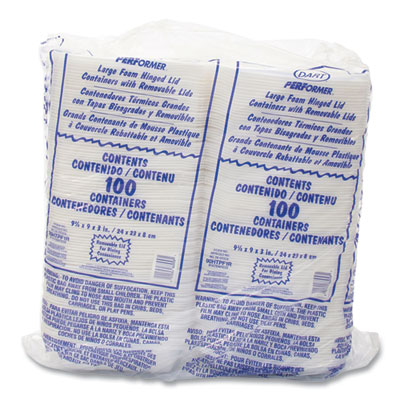 Foam Hinged Lid Container, Performer Perforated Lid, 9 X 9.4