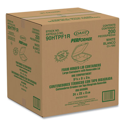 Foam Hinged Lid Container, Performer Perforated Lid, 9 X 9.4