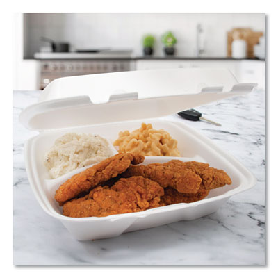 Foam Hinged Lid Container, Performer Perforated Lid, 3 Compa