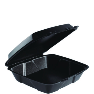 Insulated Foam Hinged Lid Containers, 9.01 x 9.4 x 3.1, Blac