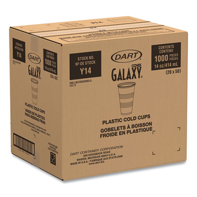 High-Impact Polystyrene Cold Cups, 14 oz, Plastic, Transluce