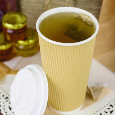 Ripple Hot Cups, 20 oz, Paper, Kraft/White, 500/Carton