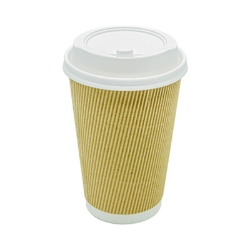 Ripple Hot Cups, 16 oz, Paper, Kraft/White, 500/Carton