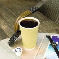 Ripple Hot Cups, 16 oz, Paper, Kraft/White, 500/Carton