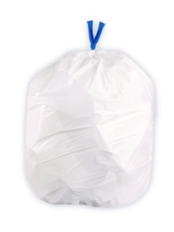 Drawstring Trash Bags, Drawstring, 13 gal, 24" x 28", White,
