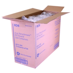 Recycleware Round Deli Container, 8 oz, 4.6" Diameter x 1.7"