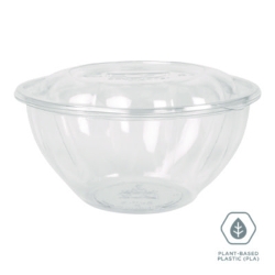 Renewable and Compostable Salad Bowls with Lids, 32 oz, Clea