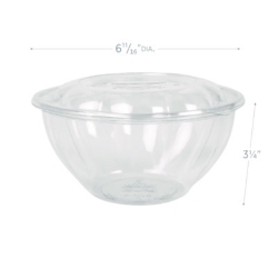 Renewable and Compostable Salad Bowls with Lids, 32 oz, Clea