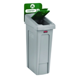Slim Jim Recycling Station Kit, 1-Stream Compost, 23 gal, Pl