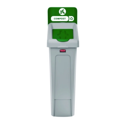 Slim Jim Recycling Station Kit, 1-Stream Compost, 23 gal, Pl