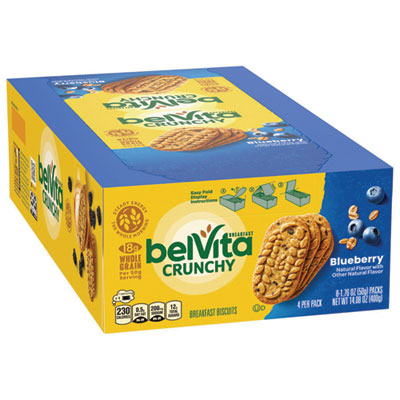 belVita Breakfast Biscuits, 1.76 oz Pack, Blueberry, 8 Packs
