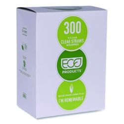 Wrapped Straw, 9.5", Plastic, Clear, 4,800/Carton