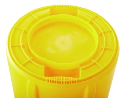 Vented Round Brute Container, 32 gal, Plastic, Yellow