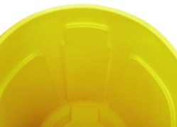 Vented Round Brute Container, 44 gal, Plastic, Yellow