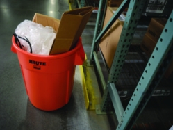Brute Round Container, 44 gal, Plastic, Orange