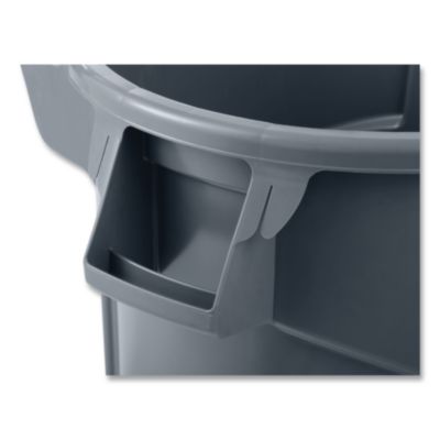 Vented Wheeled Brute Container, 44 Gal, Plastic, Gray