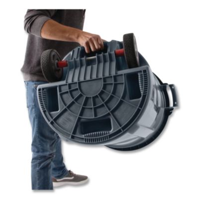 Vented Wheeled Brute Container, 44 Gal, Plastic, Gray