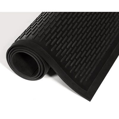 Crown-Tred Indoor/Outdoor Scraper Mat, Black Loop-Twist Ribb