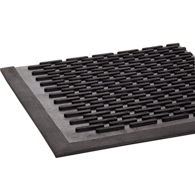 Crown-Tred Indoor/Outdoor Scraper Mat, Black Loop-Twist Ribb
