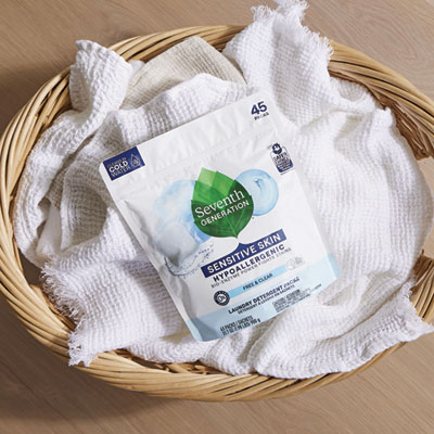 Natural Laundry Detergent Packs, Powder, Unscented, 45 Packe