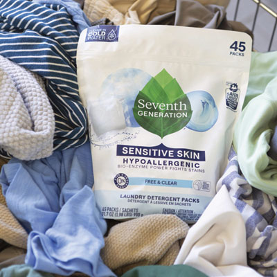 Natural Laundry Detergent Packs, Powder, Unscented, 45 Packe