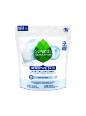 Natural Laundry Detergent Packs, Powder, Unscented, 45 Packe