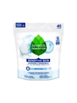 Natural Laundry Detergent Packs, Powder, Unscented, 45 Packe