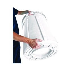 Vented Round Brute Container, 32 gal, Plastic, White