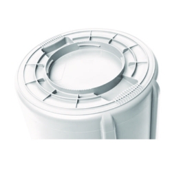 Vented Round Brute Container, 32 gal, Plastic, White
