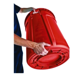 Vented Round Brute Container, 44 gal, Plastic, Red