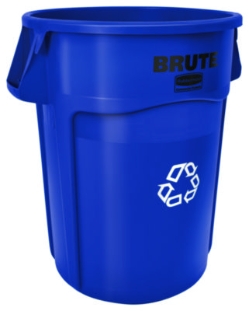 Brute Recycling Container, 44 gal, Polyethylene, Blue