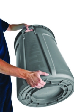 Vented Round Brute Container, 20 gal, Plastic, Gray