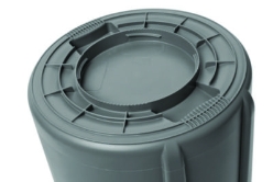 Vented Round Brute Container, 20 gal, Plastic, Gray