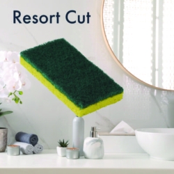 Resort Cut Scrub Sponge, Medium Duty, 6.25" x 3.18", Green/Y