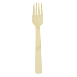 Bamboo Cutlery, Mediumweight Fork, Paper, Light Golden, 100/