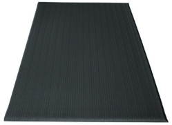 Ribbed Vinyl Anti-Fatigue Mat, Rectangular, Black Ribbed Sur