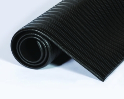 Ribbed Vinyl Anti-Fatigue Mat, Rectangular, Black Ribbed Sur