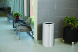 Atrium Aluminum Container with Liner, 35 gal, Aluminum, Sati