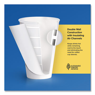 Thermoguard Insulated Paper Hot Cups, 20 oz, White Sustainab