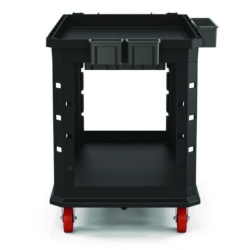 Heavy Duty Plus Utility Cart, Plastic, 2 Shelves, 6 Bins, Ca