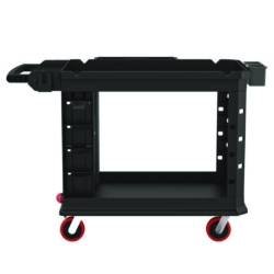 Heavy Duty Plus Utility Cart, Plastic, 2 Shelves, 6 Bins, Ca